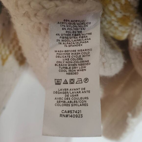 LOFT Zig Zag Cowl Turtle Neck Knit Wool Blend Pullover Sweater Multicolor XS - Picture 8 of 11